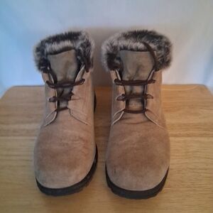 Tan Fur-Lined Ankle Bootie